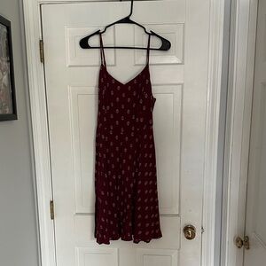 Old Navy Maroon Printed Spaghetti-Strap Midi Dress